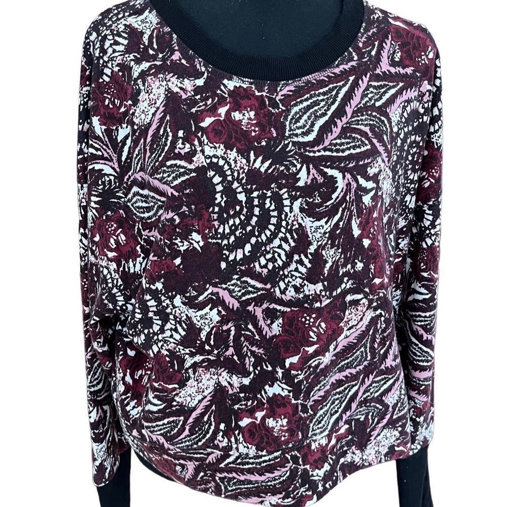 Joie Caleigh Cropped Sweatshirt, burgundy, size XL.